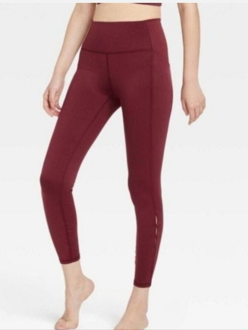 High-Waist Maroon Active Leggings - Women